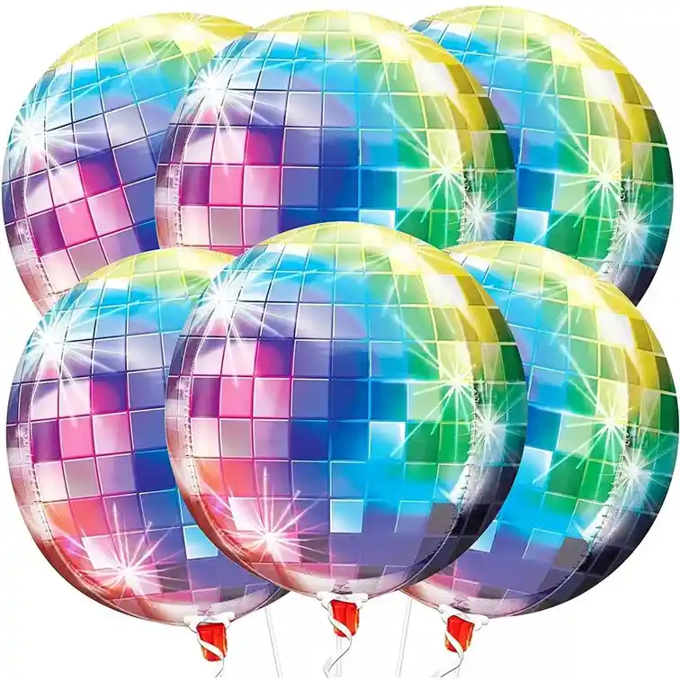 Globo Discoteca Bola Espejo 50cm Fiesta Cumpeaños X4 Colores