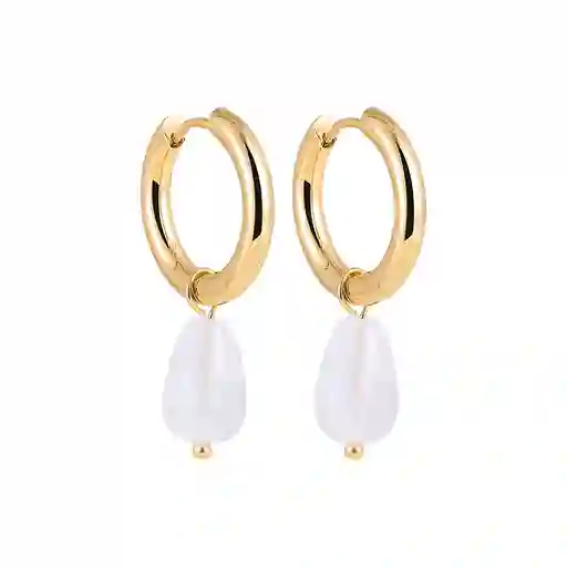 Candongas Aretes Pendientes Doradas Baño En Oro Colgante Transparente