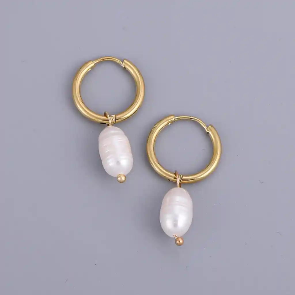 Candongas Aretes Pendientes Doradas Baño En Oro Colgante Transparente