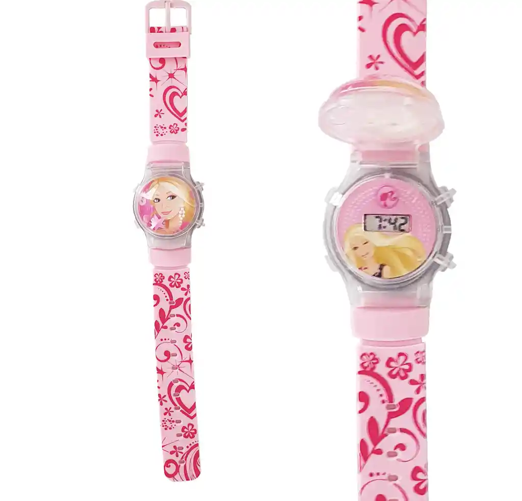 Reloj Niñas Digital Luces Tapa Infantil Barbie 3d