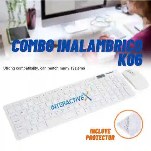 Combo Inalámbrico Tipo Mac K06 Blanco / Combo Teclado Y Mouse Inalámbrico