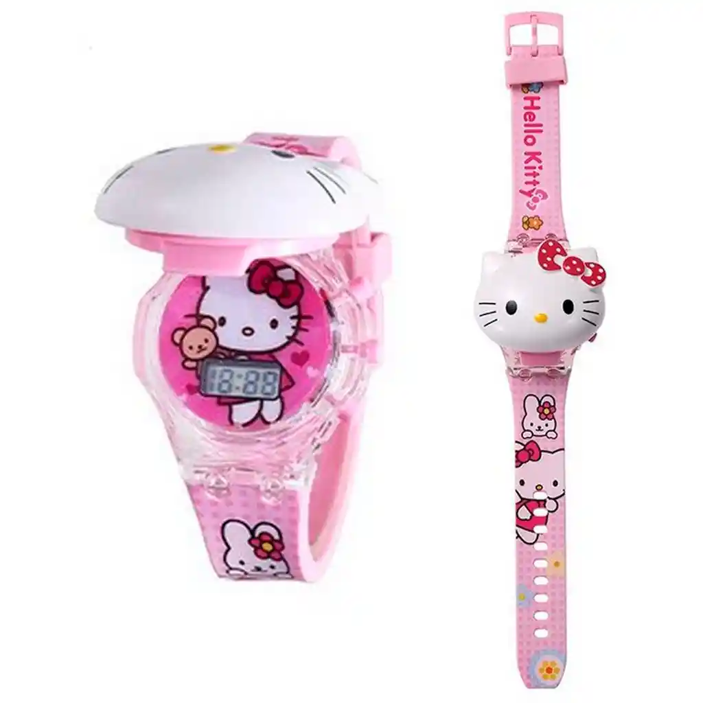 Reloj Niñas Digital Luces Sonido Tapa Infantil Hello Kitty