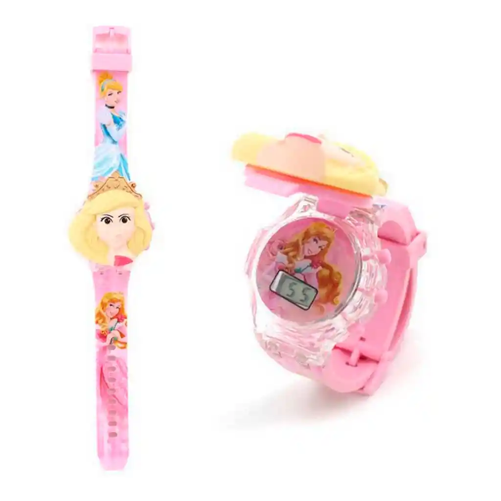 Reloj Niñas Digital Luces Sonido Tapa Princesa Disney