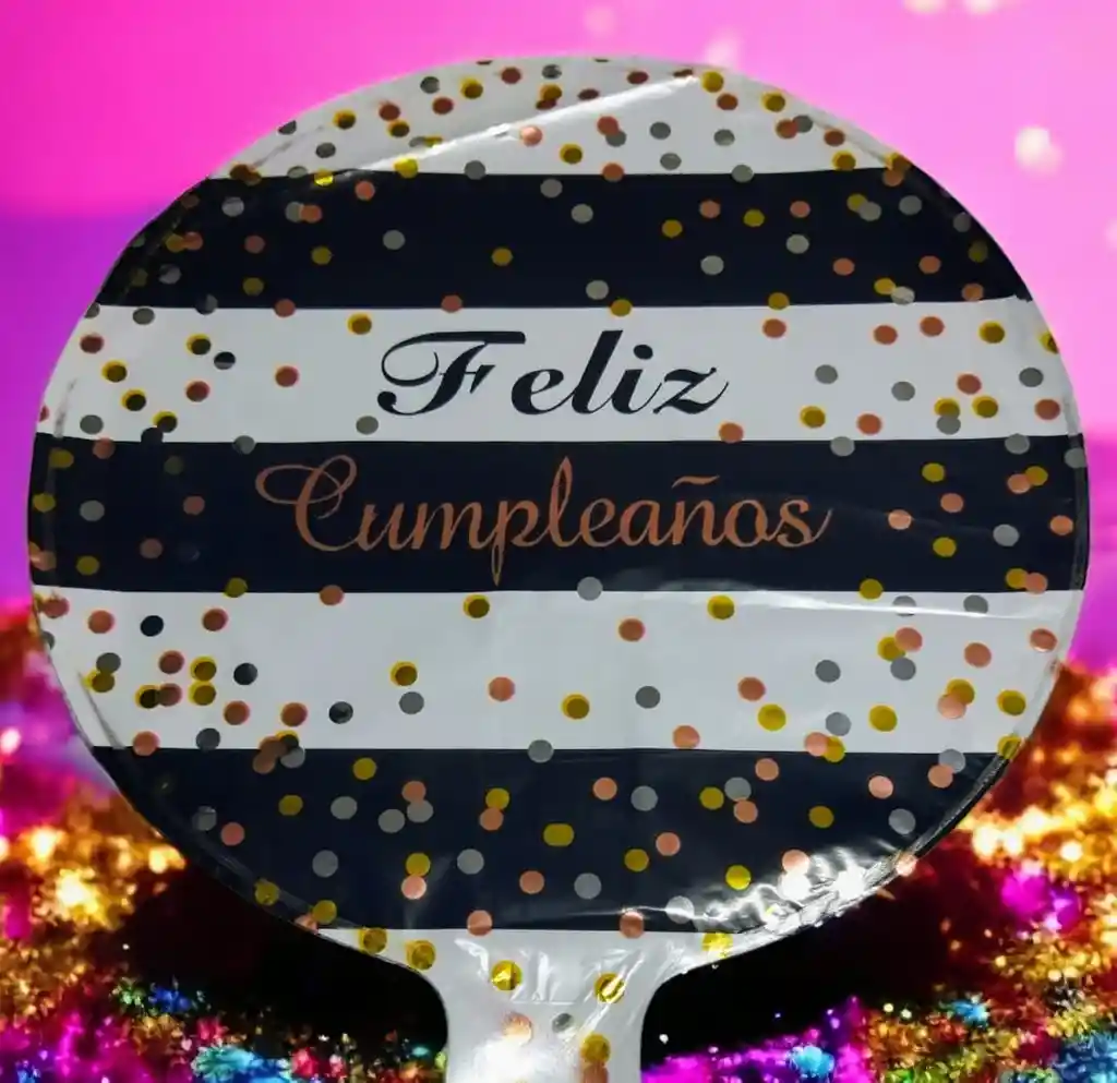 Globo Metalizado Feliz Cumpleaños/25cm X Unidad