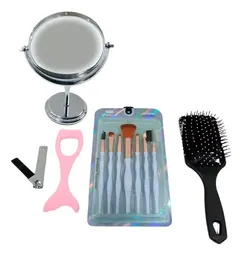Kit De Belleza Cepillo Espejo Brochas Limpiador Corta Uñas