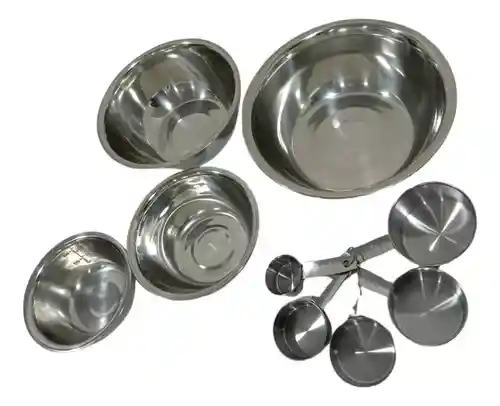 Kit Cocina Cucharas Medidoras + Platos Bowl Mezclar Utensilios Cocina