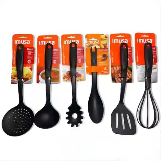 Set X6 Utensilios Imusa Basic En Nylon Negros