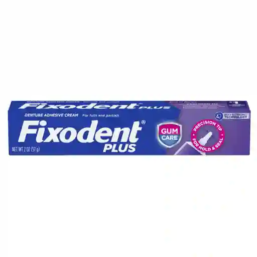 Fixodent Plus Precision Tip - Crema Adhesiva Para Dentaduras Postizas Cuidado De Encías Sin Sabor 2 Oz (57 G)