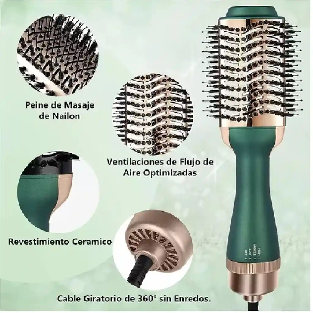 Cepillo Secador Alisador Aguacate Hot Air Brush 4 En 1 110v