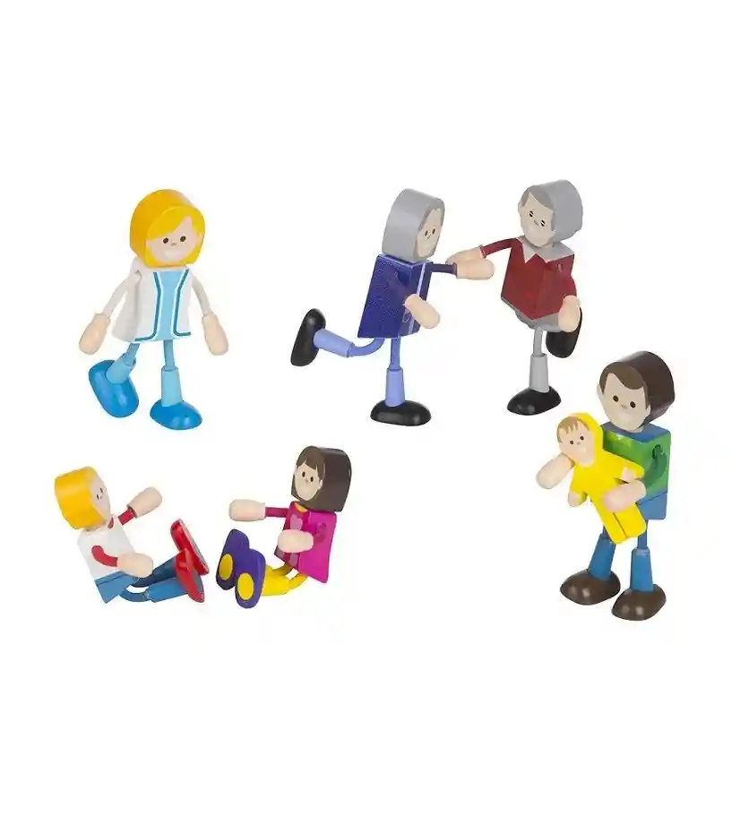 Juego Figuras Creatividad Flexibles Familia De Madera Niños