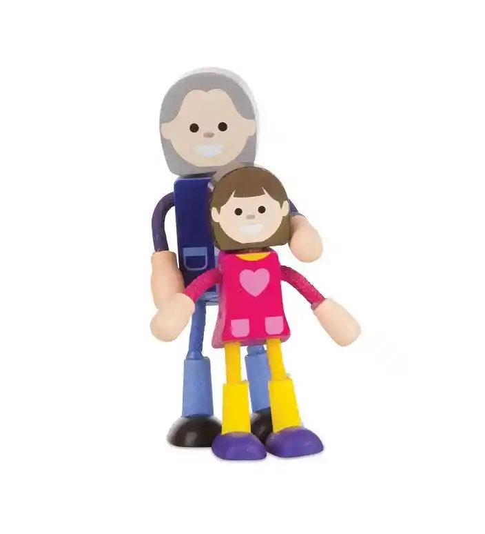 Juego Figuras Creatividad Flexibles Familia De Madera Niños