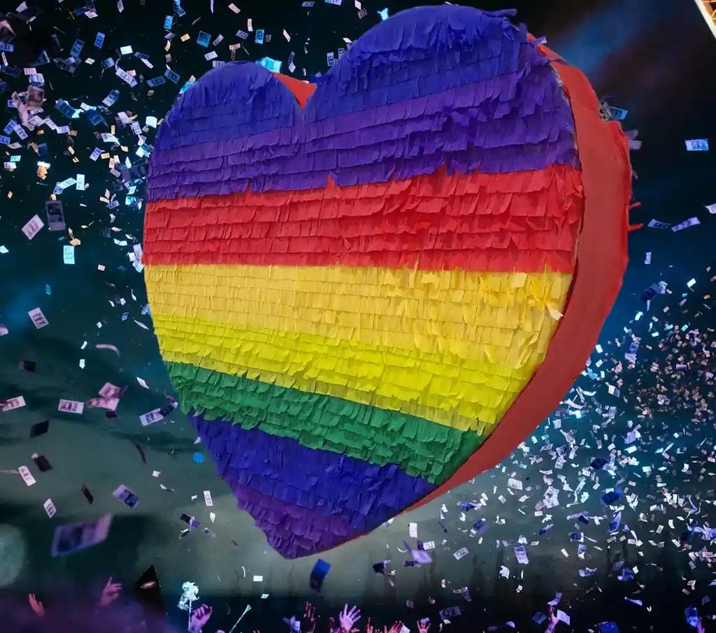 Piñata De Papel Marcha Del Orgullo Pride En Forma De Corazon