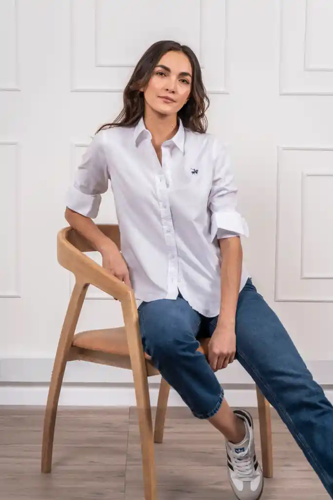 Camisa Oxford Mujer Blanca Talla L