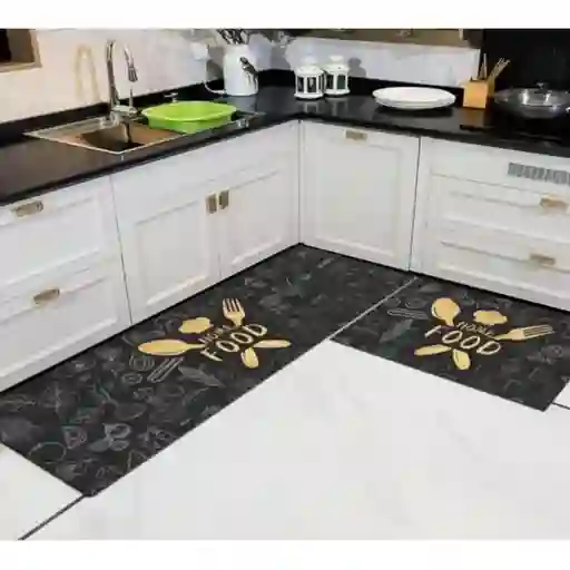 Dúo Tapete Absorbente Y Antideslizante Alfombra Cocina Kit 2