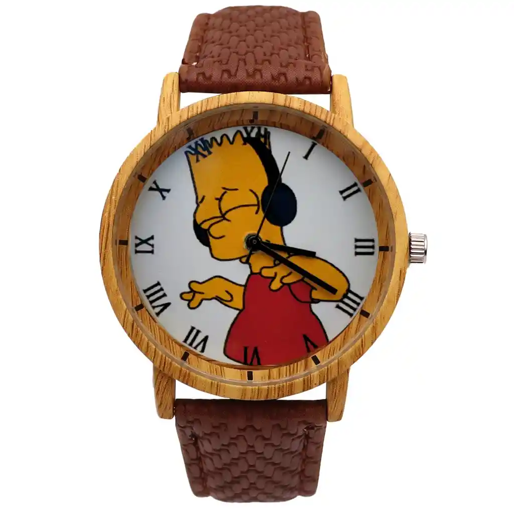 Reloj Bart Simpson Tono Madera + Estuche Tureloj