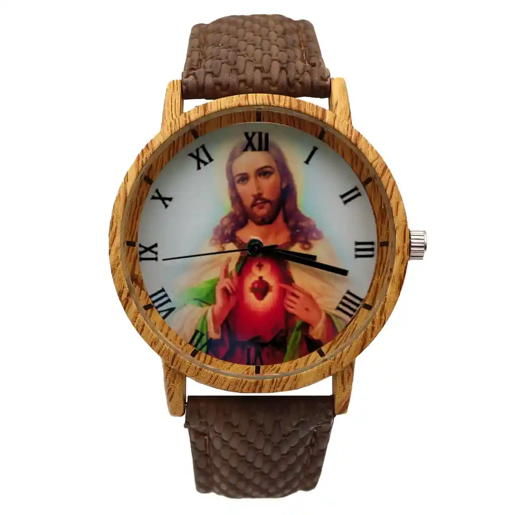 Reloj Sagrado Corazon De Jesus Estilo Madera