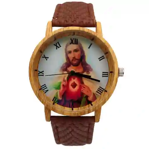 Reloj Sagrado Corazon De Jesus Estilo Madera