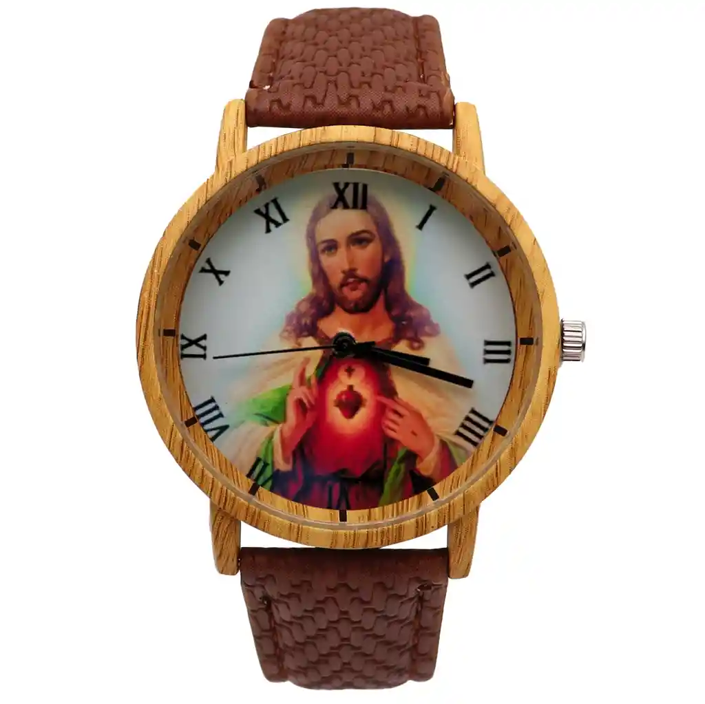 Reloj Sagrado Corazon De Jesus Estilo Madera