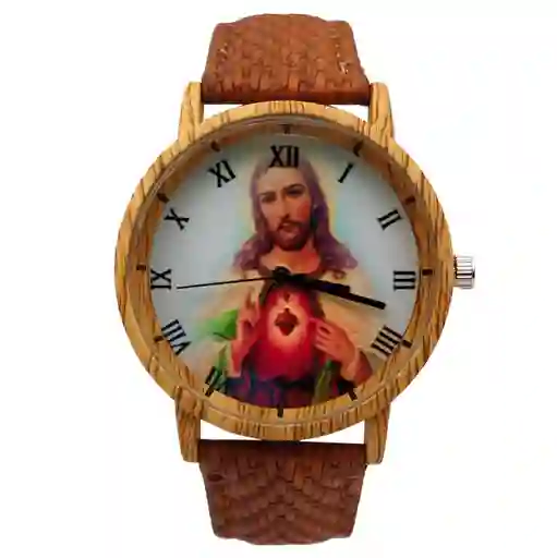 Reloj Sagrado Corazon De Jesus Estilo Madera