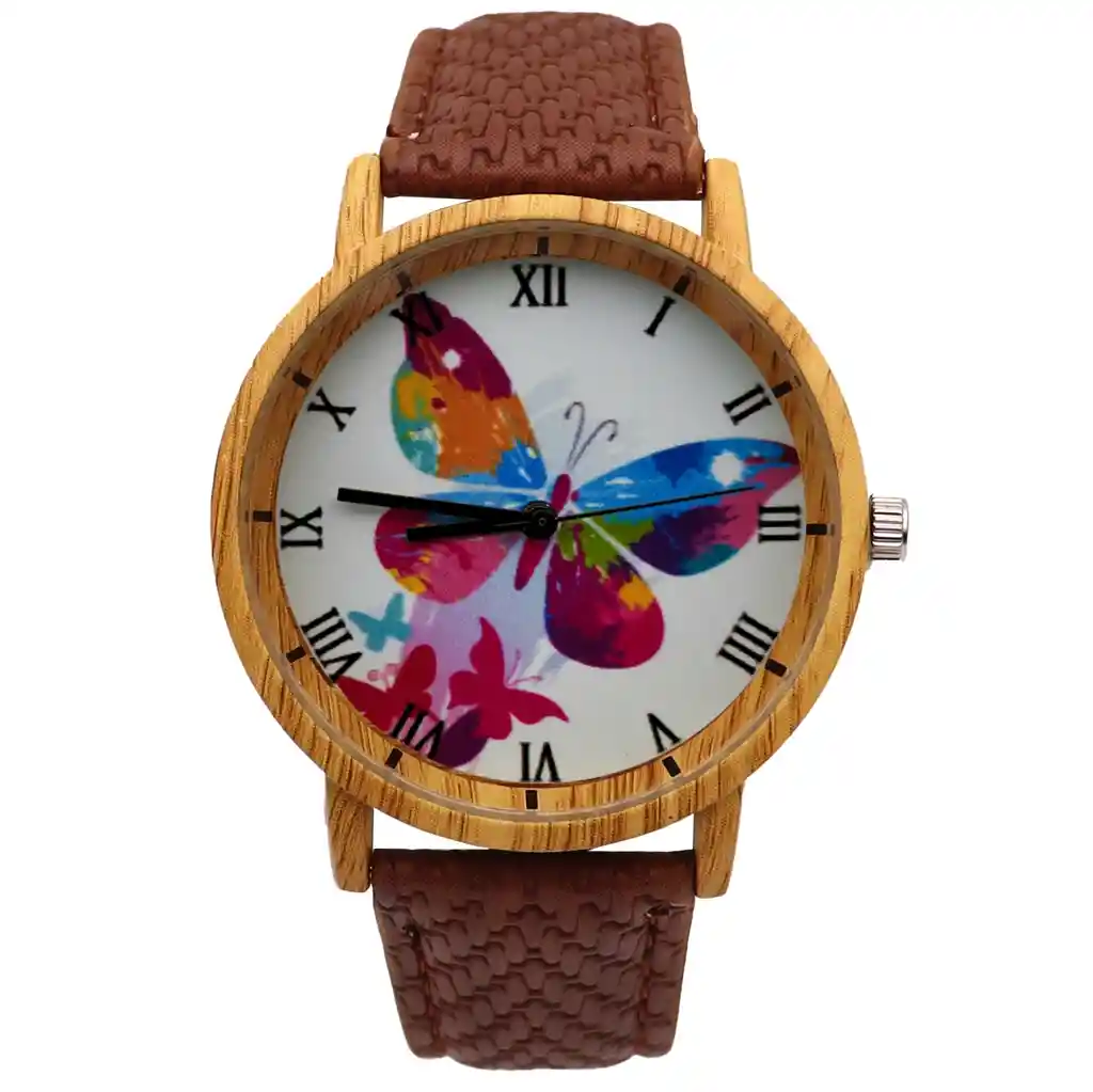 Reloj Mariposa Tono Madera Pulseras