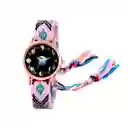 Reloj Luna Fase Lunar Dorado Tejido Artesanal Mujer+ Estuche