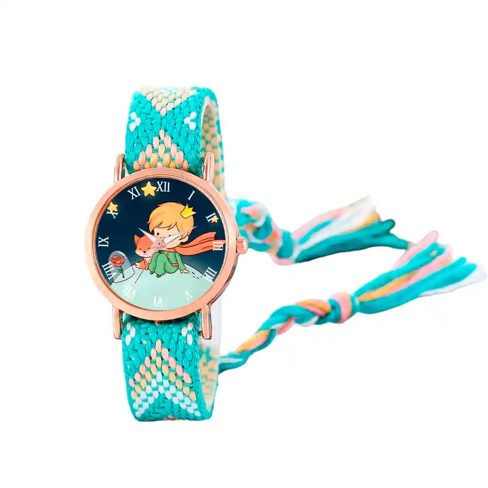 Reloj Principito Dorado Tejido Artesanal Mujer + Estuche