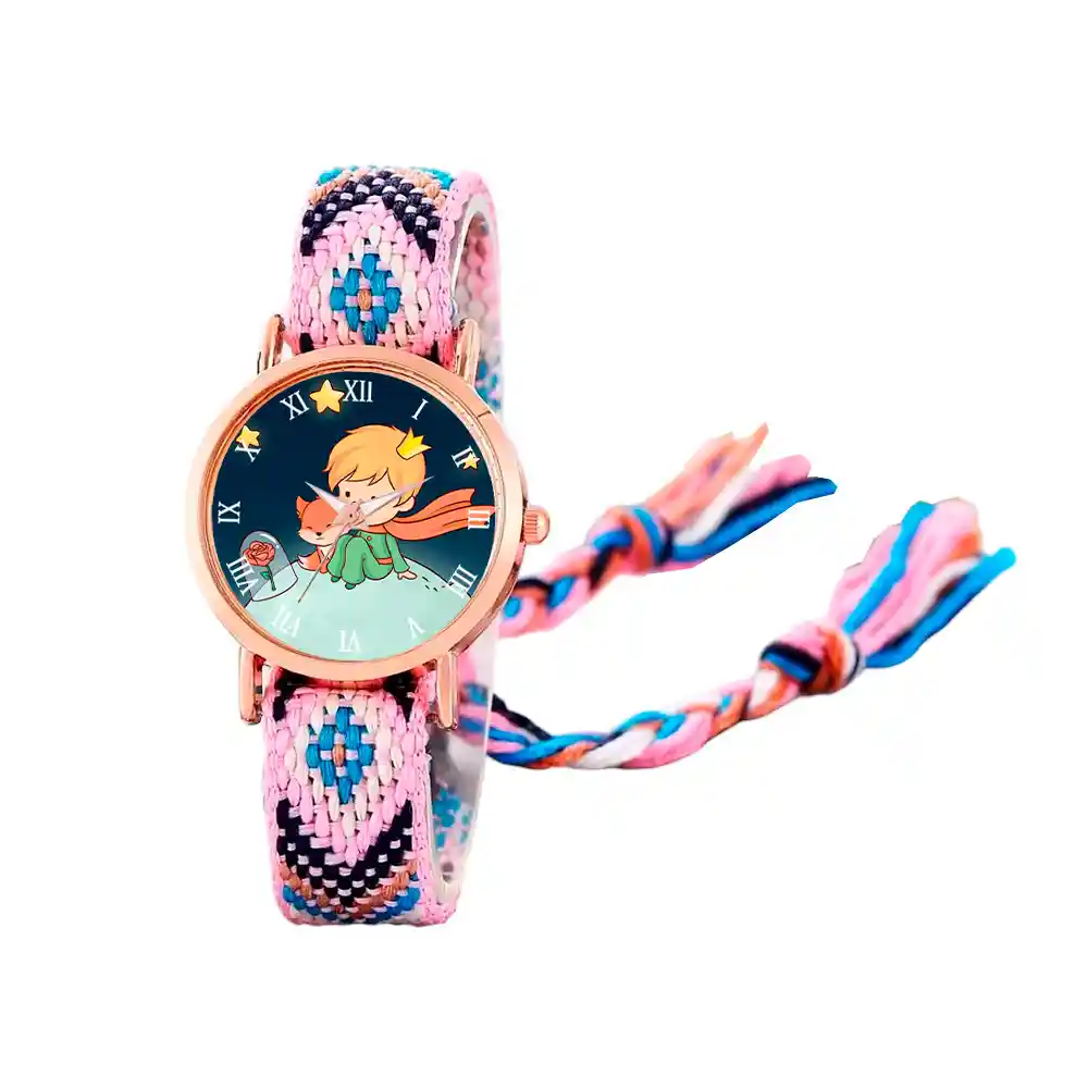 Reloj Principito Dorado Tejido Artesanal Mujer + Estuche