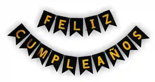 Feliz Cumpleaños Guirnalda Negra Mediana