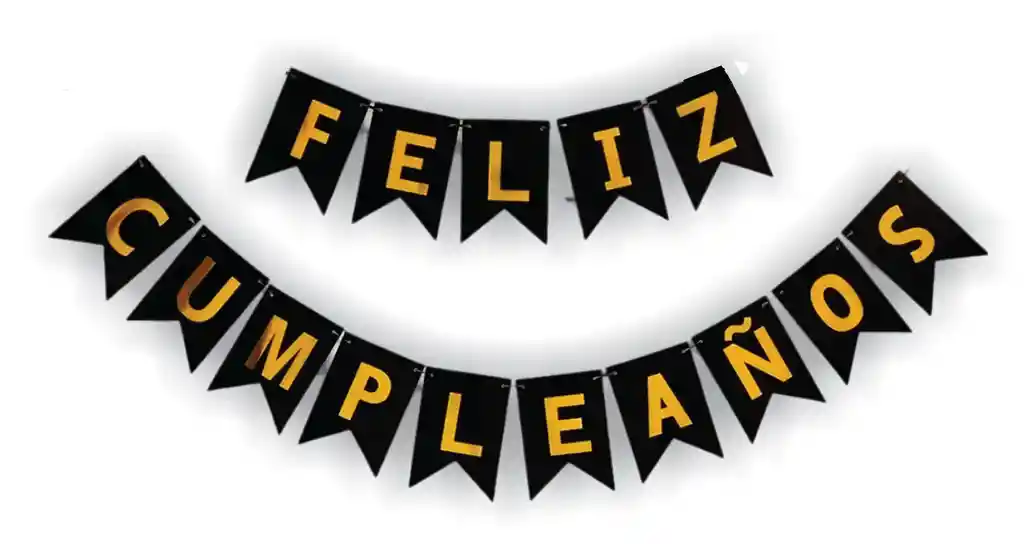 Feliz Cumpleaños Guirnalda Negra Mediana