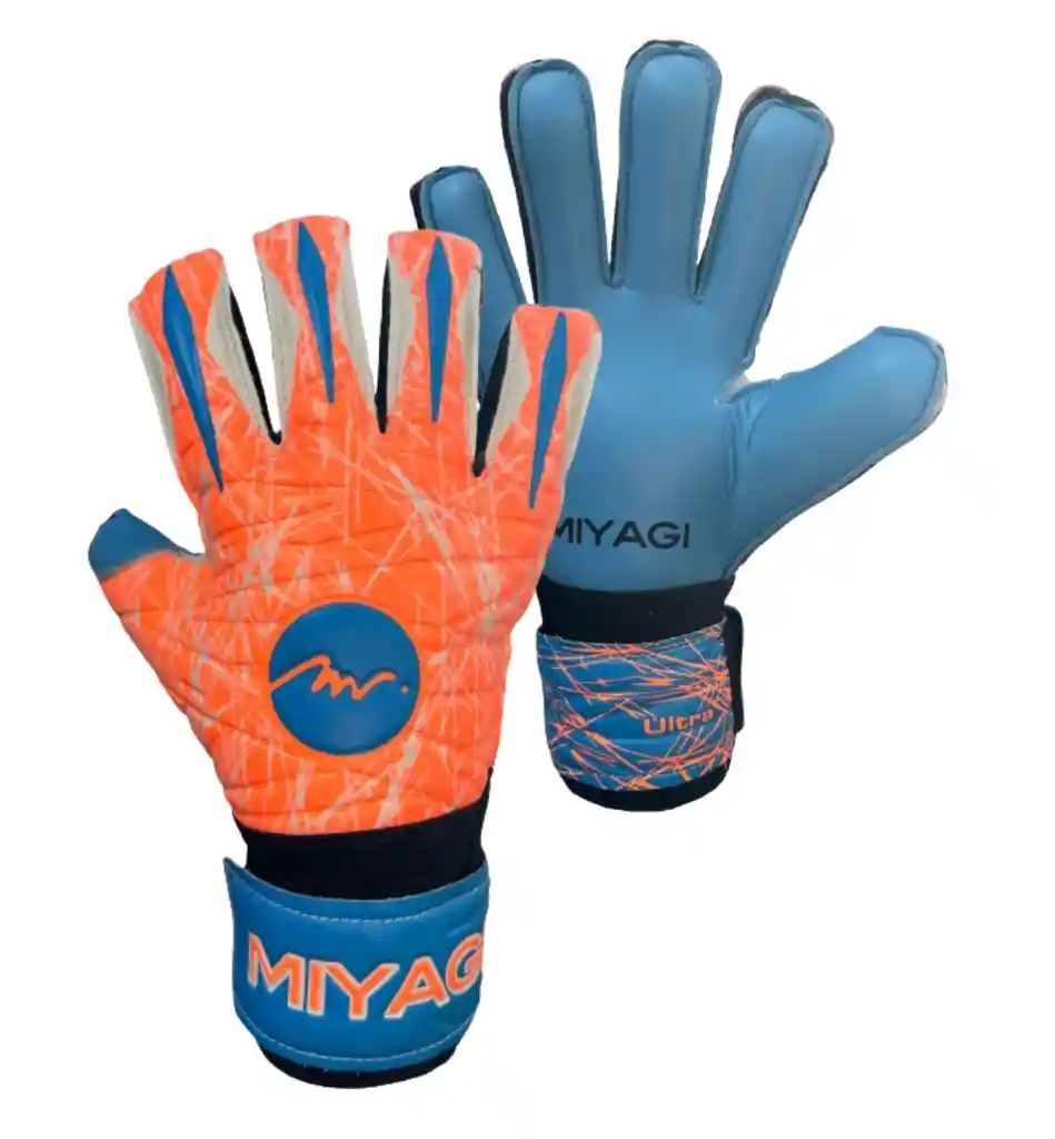 Guantes De Fútbol Talla: 4 Miyagi Ultra, Antifracturante/ Azul-naranja-mg012