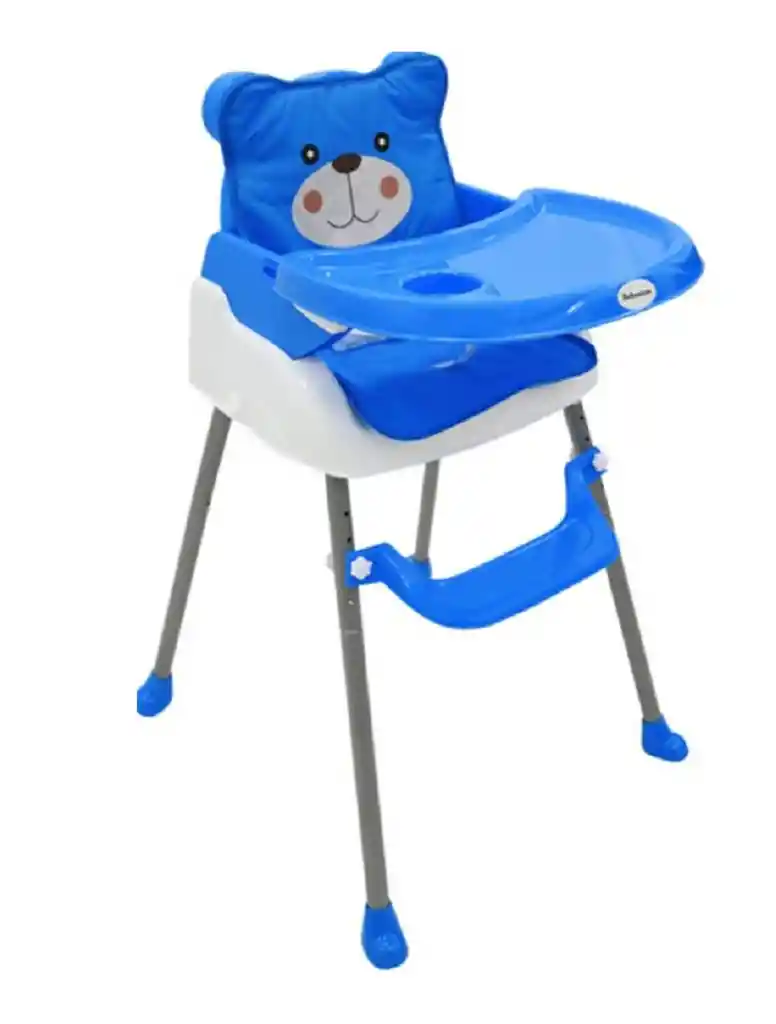 Silla Comedor Bebe 5 En 1 Doble Altura Acolchadito Portatil Oso Azul