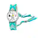 Reloj Snoopy Perro Plateado Tejido Artesanal + Estuche