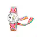 Reloj Snoopy Perro Plateado Tejido Artesanal + Estuche