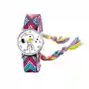 Reloj Snoopy Perro Plateado Tejido Artesanal + Estuche