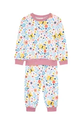 Pijama Fleece Niños Dos Piezas Flores Y Mariposas - Talla 2 A 10