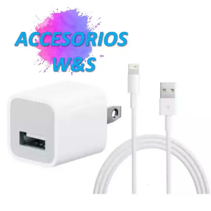 Cargador 5w Cubo + Cable Compatible Iphone 5, Se, 6, 6+, 6s, 7, 8, X