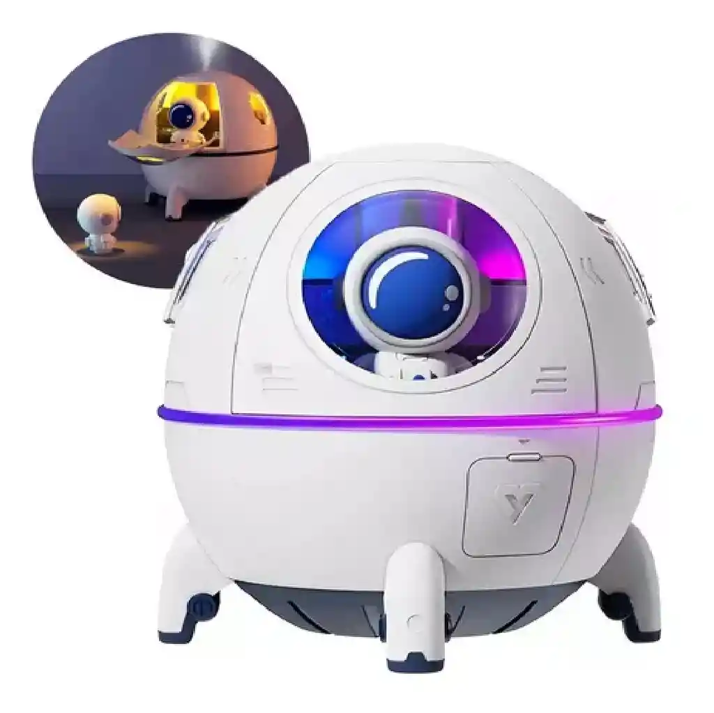Humidificador Difusor Eléctrico Galaxy Lights Space Capsule, Color Blanco, 110 V/220 V