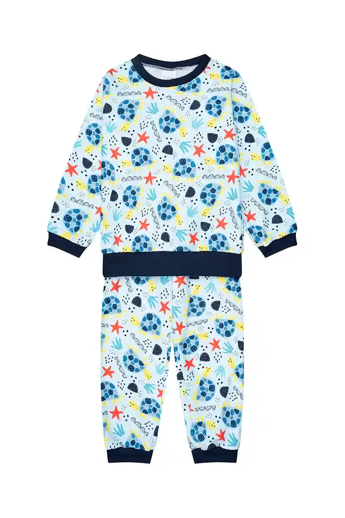 Pijama Fleece Niños Dos Piezas Tortugas Talla 2 A 10