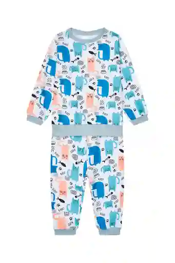 Pijama Fleece Niños Dos Piezas Gaticos Talla 2 A 6