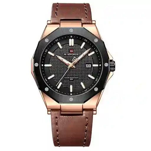 Reloj Naviforce Original Nf 9200 Cuero Hombre + Estuche