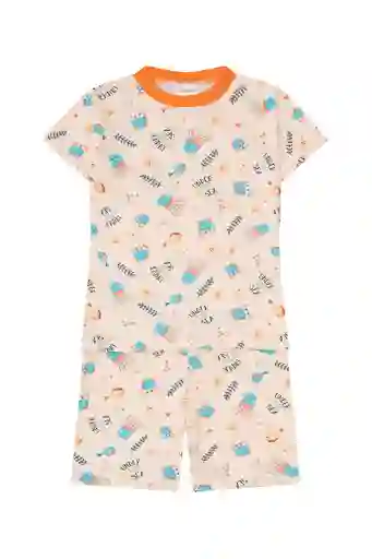 Pijama Franela Niños Manga Corta Y Short Mar Talla 2 A 12