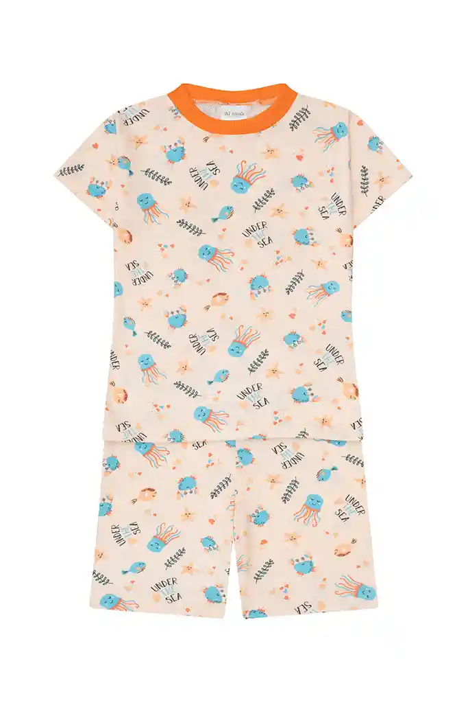 Pijama Franela Niños Manga Corta Y Short Mar Talla 2 A 12