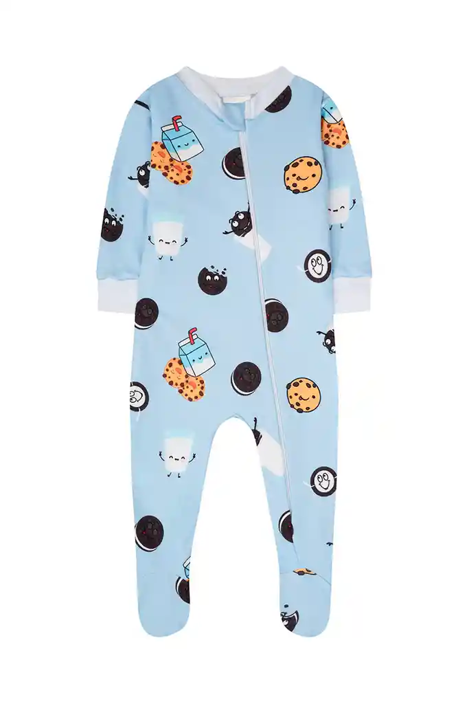 Pijama Fleece Bebe Enteriza Galletas Talla 3 Meses, 12 Y 18 Meses