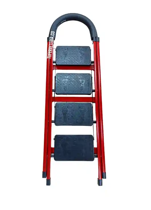 Escalera Metálica Plegable 4 Pasos Roja 150 Kg