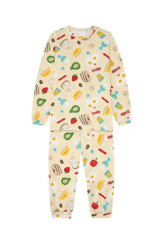 Pijama Algodón Niños Dos Piezas Desayuno Talla 14 Y 16