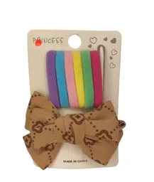 Set De Moñito Y Bambas Color Cafe Con Estampado