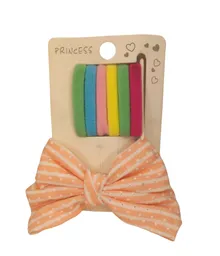 Set De Moñito Y Bambas Color Salmon Con Franjas