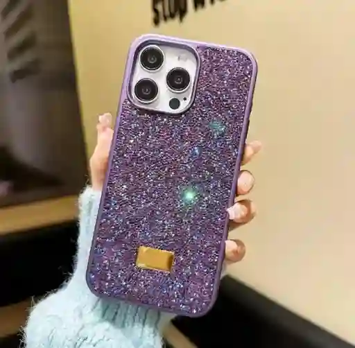 Funda Iphone 12 Morado Cristal Glitter
