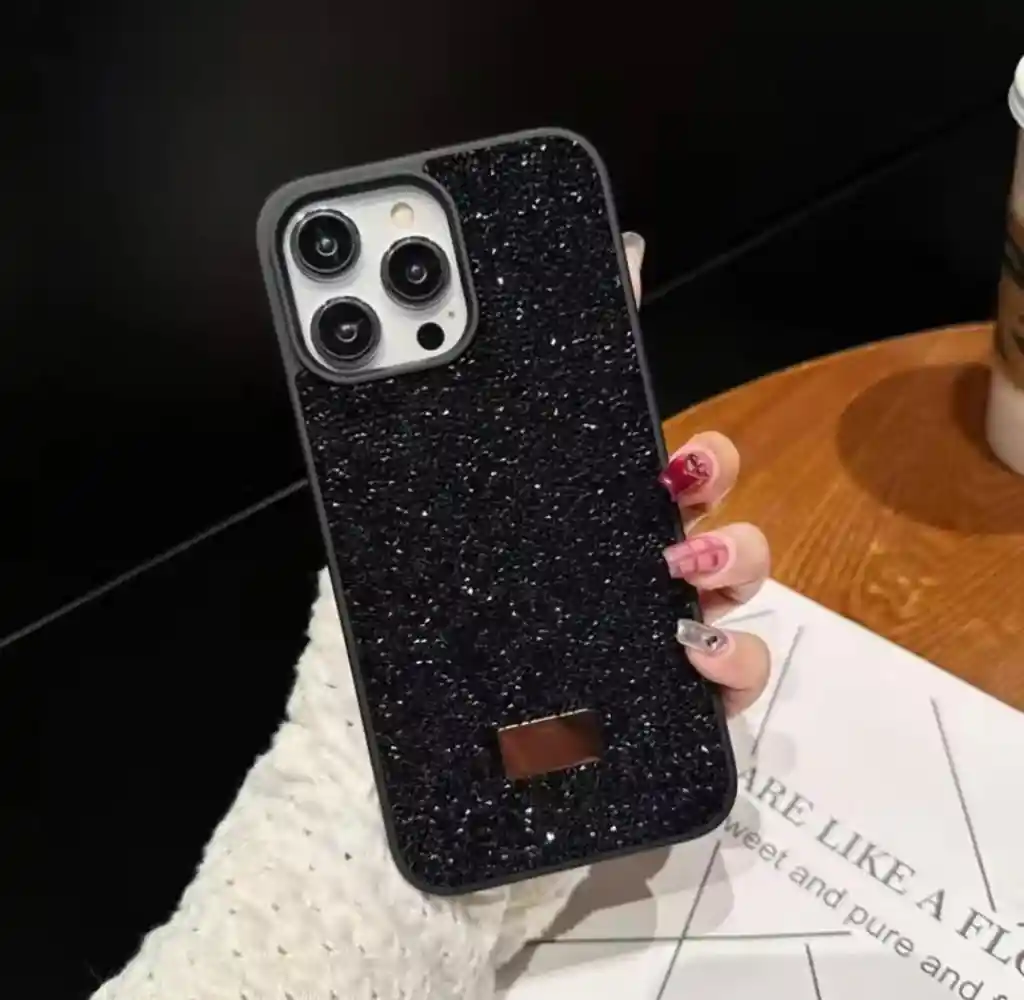 Funda Iphone 13 Negro Cristal Glitter