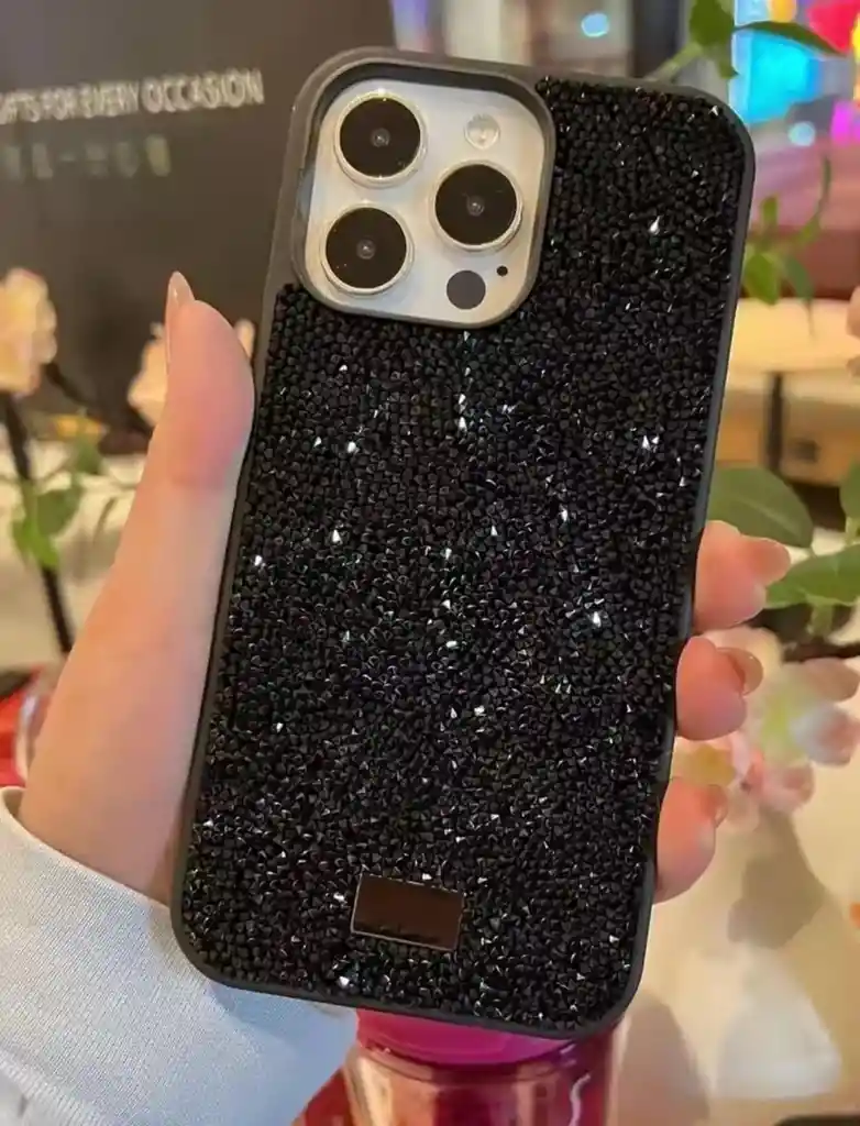 Funda Iphone 13 Negro Cristal Glitter